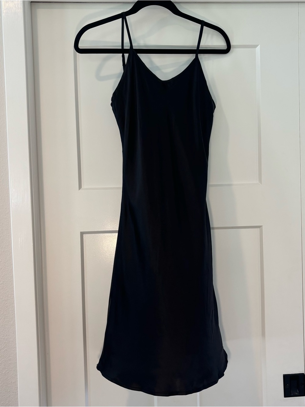 Poleci Classic Black 100% Silk Slip Dress